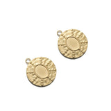 6pcs Raw Brass Round Hammered Charms Pendant For Jewelry Making
