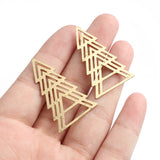 6pcs Raw Brass Triangle Charms Christmas Tree Pendant