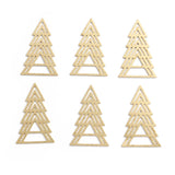 6pcs Raw Brass Triangle Charms Christmas Tree Pendant