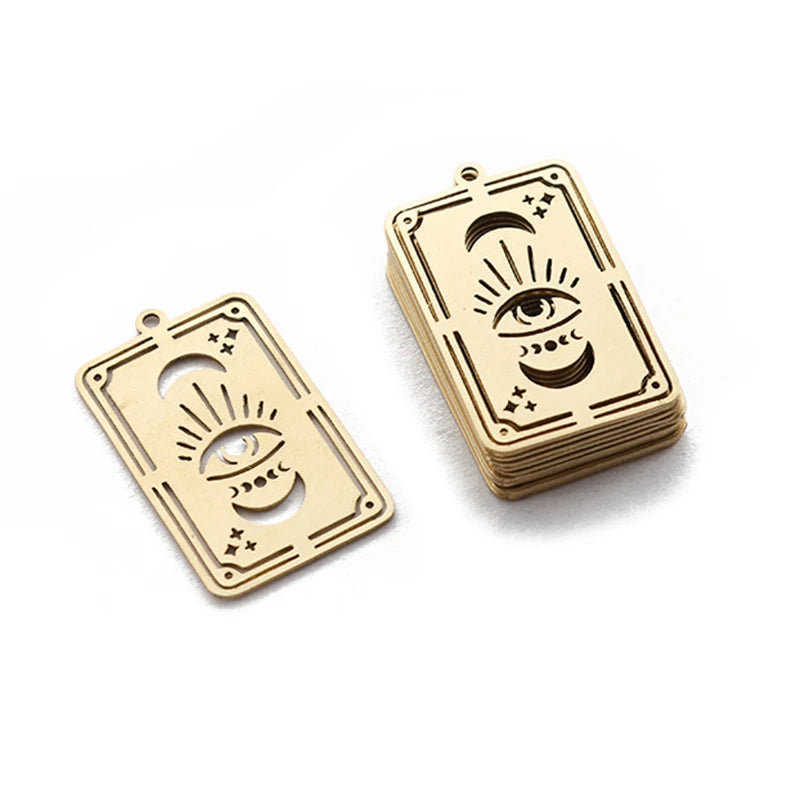 6pcs Brass Tarot Card Pendant Moon Phases Charms DIY Jewelry Making