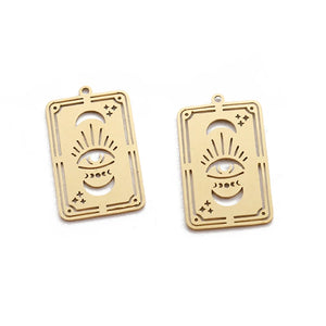 6pcs Brass Tarot Card Pendant Moon Phases Charms DIY Jewelry Making