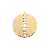 6pcs Raw Brass Textured Moon Phases Charms Celestial Pendant DIY Jewelry Making