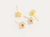 6pcs Plated CZ Flower Studs, Daisy Earrings, Jewelry Supplies