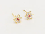 6pcs Plated CZ Flower Studs, Daisy Earrings, Jewelry Supplies