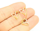 6pcs Real Plated Heart Earring Studs, Brass Earring Post - GS074