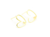 6pcs Real Plated Heart Earring Studs, Brass Earring Post - GS074