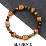 Reiki Healing Crystal Stone Bracelet Set Amethyst Aventurine Tiger's Eye Bangle
