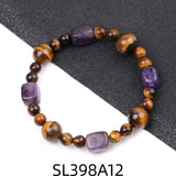 Reiki Healing Crystal Stone Bracelet Set Amethyst Aventurine Tiger's Eye Bangle