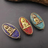 6pcs Retro Prayer Tibetan Beads Red Clay Beads Boho Brass Buddha Bead
