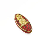 6pcs Retro Prayer Tibetan Beads Red Clay Beads Boho Brass Buddha Bead