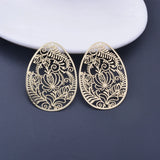6pcs Rose Flower Oval Charms Thin Pendant