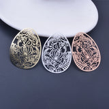 6pcs Rose Flower Oval Charms Thin Pendant
