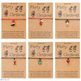 6pcs Santa Claus Wax Rope Bracelets Christmas Series Jewelry