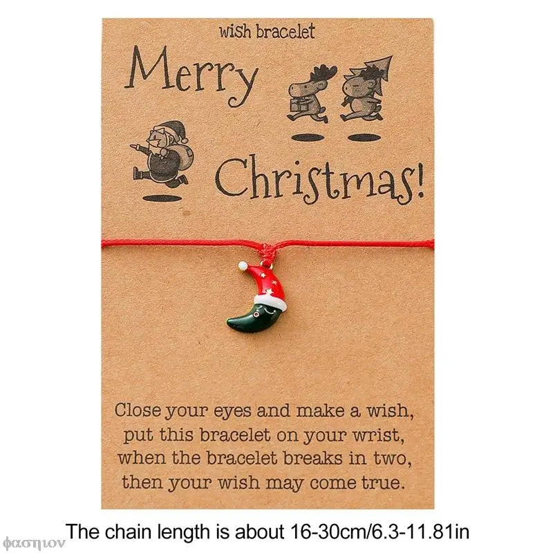 6pcs Santa Claus Wax Rope Bracelets Christmas Series Jewelry