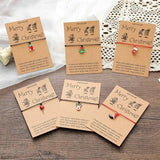 6pcs Santa Claus Wax Rope Bracelets Christmas Series Jewelry