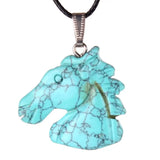 Rose Quartz Crystal Horse Head Pendant Necklace