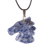 Rose Quartz Crystal Horse Head Pendant Necklace