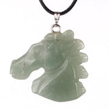 Rose Quartz Crystal Horse Head Pendant Necklace