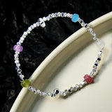 6pcs Silver Beaded Crystal Pearl Bracelets for Women