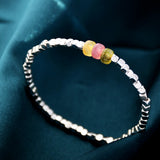 6pcs Silver Beaded Crystal Pearl Bracelets for Women