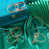 6pcs Silver Plated Leaf Arm Cuff Bangle Jewelry