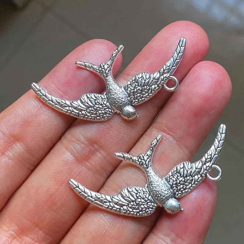 6pcs Bird Charms Pendants for DIY Necklace, Jewelry Making Supplies