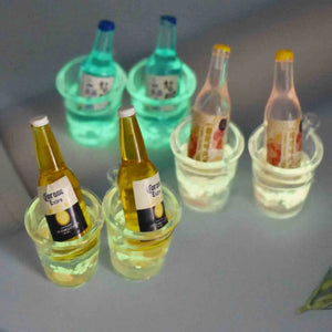 6pcs Colorful Glow Drink Ice Buckets Resin Pendants DIY Jewelry