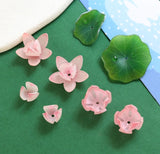 6pcs Summer Lotus Leaf Dewdrop Resin DIY Earrings Charms
