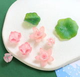 6pcs Summer Lotus Leaf Dewdrop Resin DIY Earrings Charms