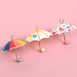 6pcs Resin Umbrella Charms for DIY Jewelry Dollhouse Craft