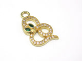 Snake Earring Charm CZ Pave Pendant Raw Brass Necklace R1601