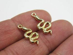 6pcs Snake Hoop Earring Charms Real 14K Plated G003