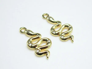 6pcs Snake Hoop Earring Charms Real 14K Plated G003