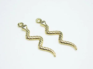 Snake Hoop Earring Charms, 14K Plated, Earrings Findings G002