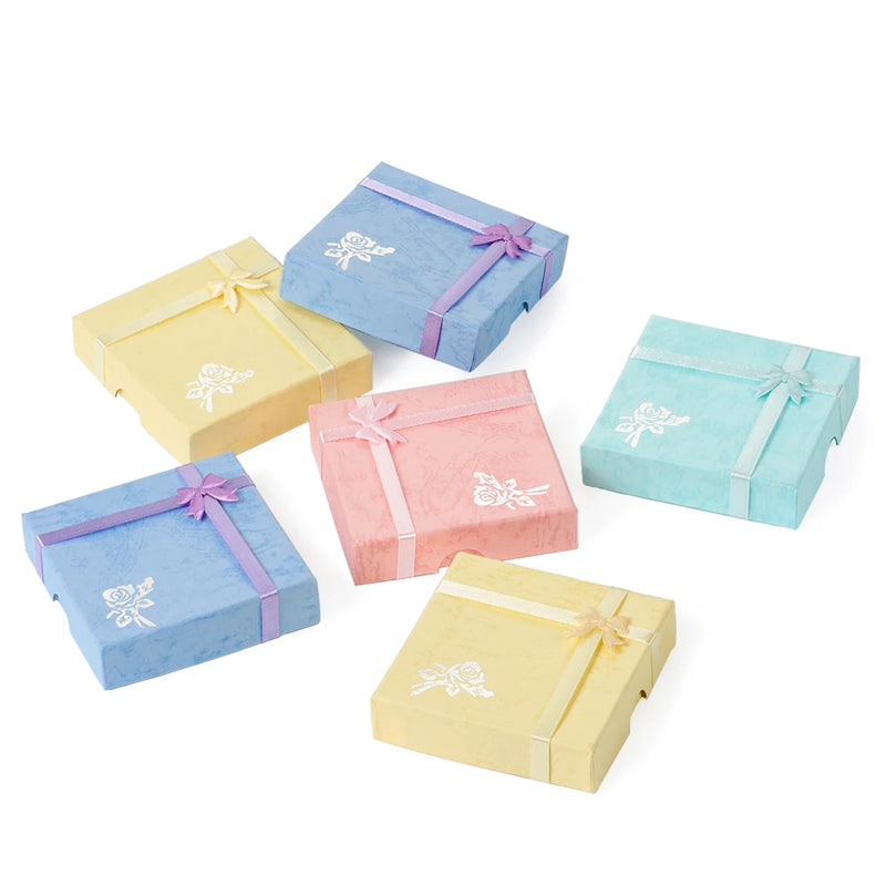 6pcs Flower Pattern Bracelet Gift Boxes 9x9x2cm