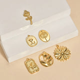 6pcs Stainless Steel Flower Charm Pendant for DIY Bohemia Necklace Earrings