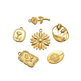 6pcs Stainless Steel Flower Charm Pendant for DIY Bohemia Necklace Earrings