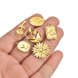 6pcs Stainless Steel Flower Charm Pendant for DIY Bohemia Necklace Earrings