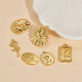 6pcs Stainless Steel Flower Charm Pendant for DIY Bohemia Necklace Earrings
