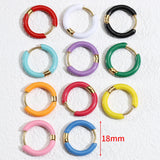 6pcs Stainless Steel Enamel Hoop Earrings for Man Women