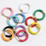 6pcs Stainless Steel Enamel Hoop Earrings for Man Women