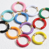 6pcs Stainless Steel Enamel Hoop Earrings for Man Women