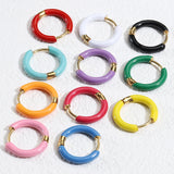 6pcs Stainless Steel Enamel Hoop Earrings for Man Women