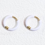 6pcs Stainless Steel Enamel Hoop Earrings for Man Women
