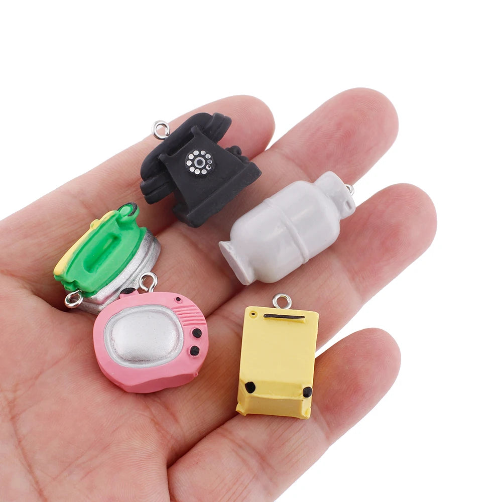 6pcs Vintage Resin Charms Pendant for DIY Jewelry Making