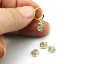 Tiny Heart Earring Charms, Huggie Earring Charms, DIY Jewelry G005
