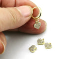 Tiny Heart Earring Charms, Huggie Earring Charms, DIY Jewelry G005