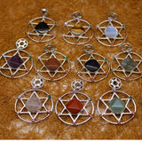 6pcs Natural Stone Crystal Quartz Necklace Pendants