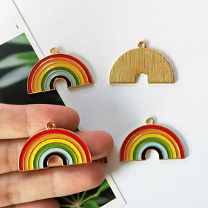 6pcs Enamel Rainbow DIY Necklace Earring Key Chain Pendant Charms