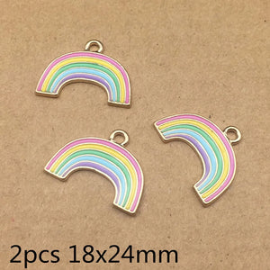 6pcs Enamel Rainbow DIY Necklace Earring Key Chain Pendant Charms